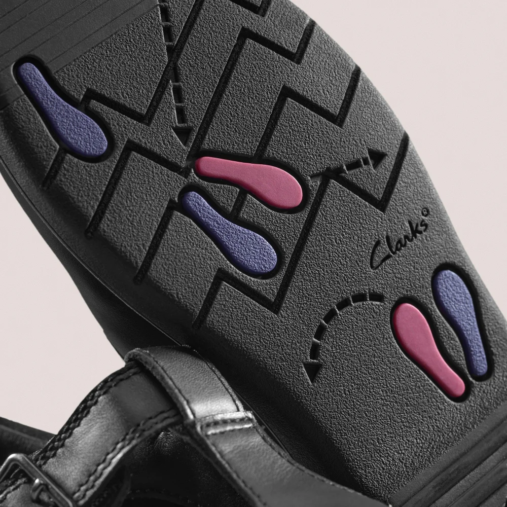Clarks School Jazzy Tap Kid Black Leather Narrow - 8.5 Infant Image 3