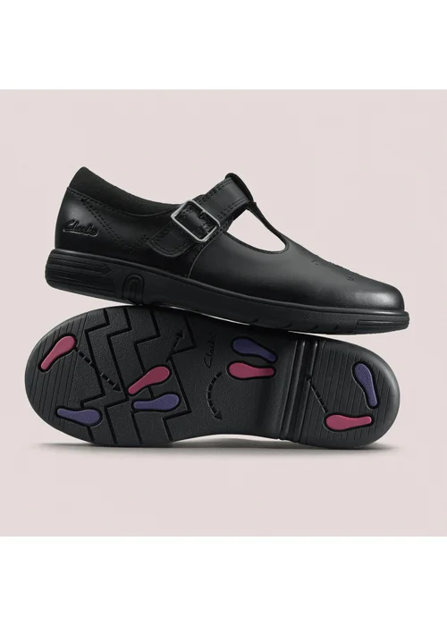 Clarks School Girls Black Jazzy Tap Kid Leather Standard - 7 Infants Image 2