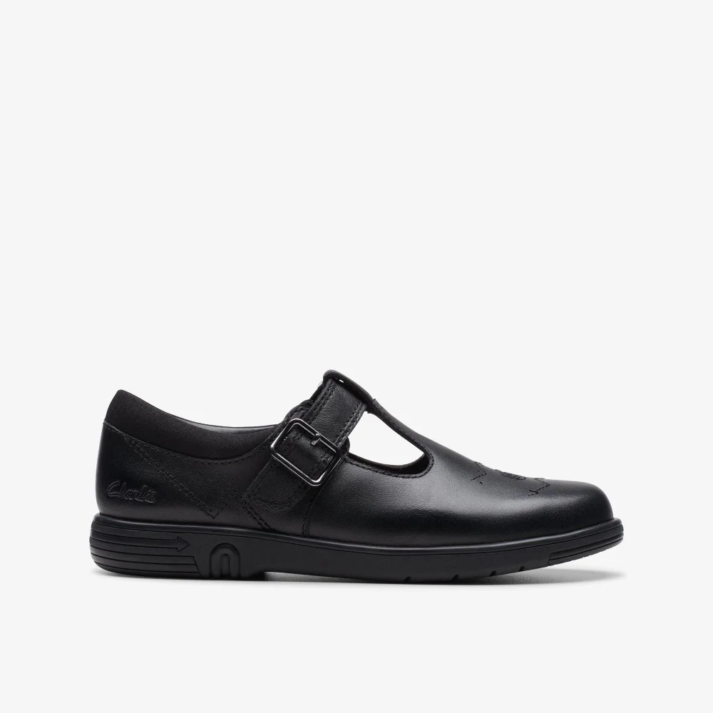 Clarks School Jazzy Tap Kid Black Leather Standard - 8 infant Image 1