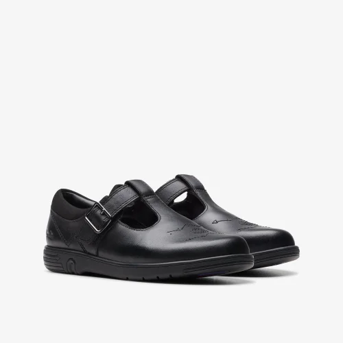 Clarks School Jazzy Tap Kid Black Leather Wide - 7 Infants Image 3