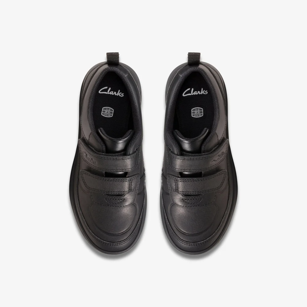 Clarks School Scape Flare Kid Black Leather Wide - 12 Infants Image 6