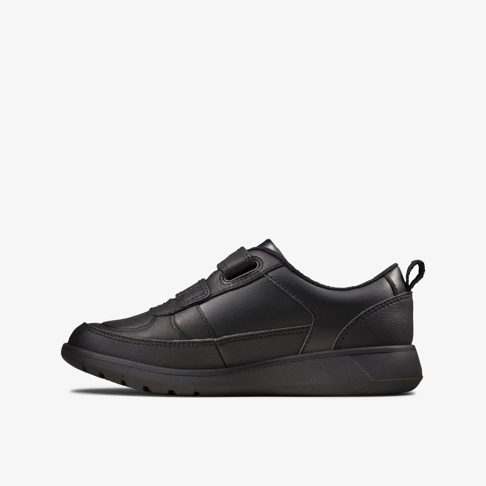 Clarks School Scape Flare Kid Black Leather Wide - 12 Infants Image 2