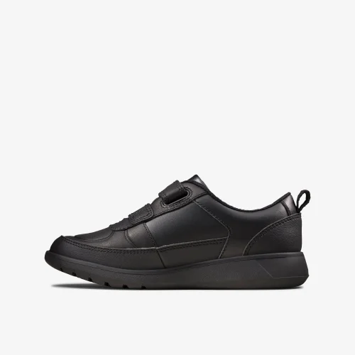 Clarks School Scape Flare Kid Black Leather Wide - 12 Infants Image 2