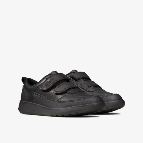 Clarks School Scape Flare Kid Black Leather Wide - 12 Infants Image 4