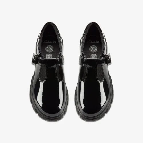 Clarks School Evyn Bar Youth Black Patent Wide - 5.5 Image 6