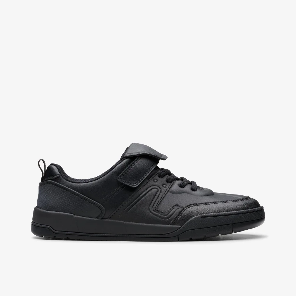 Clarks School Laser Track Youth Black Leather Wide - 5 Image 1
