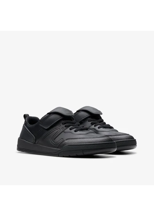 Clarks School Boys Black Laser Track Youth Leather Wide - 3.5 Image 4