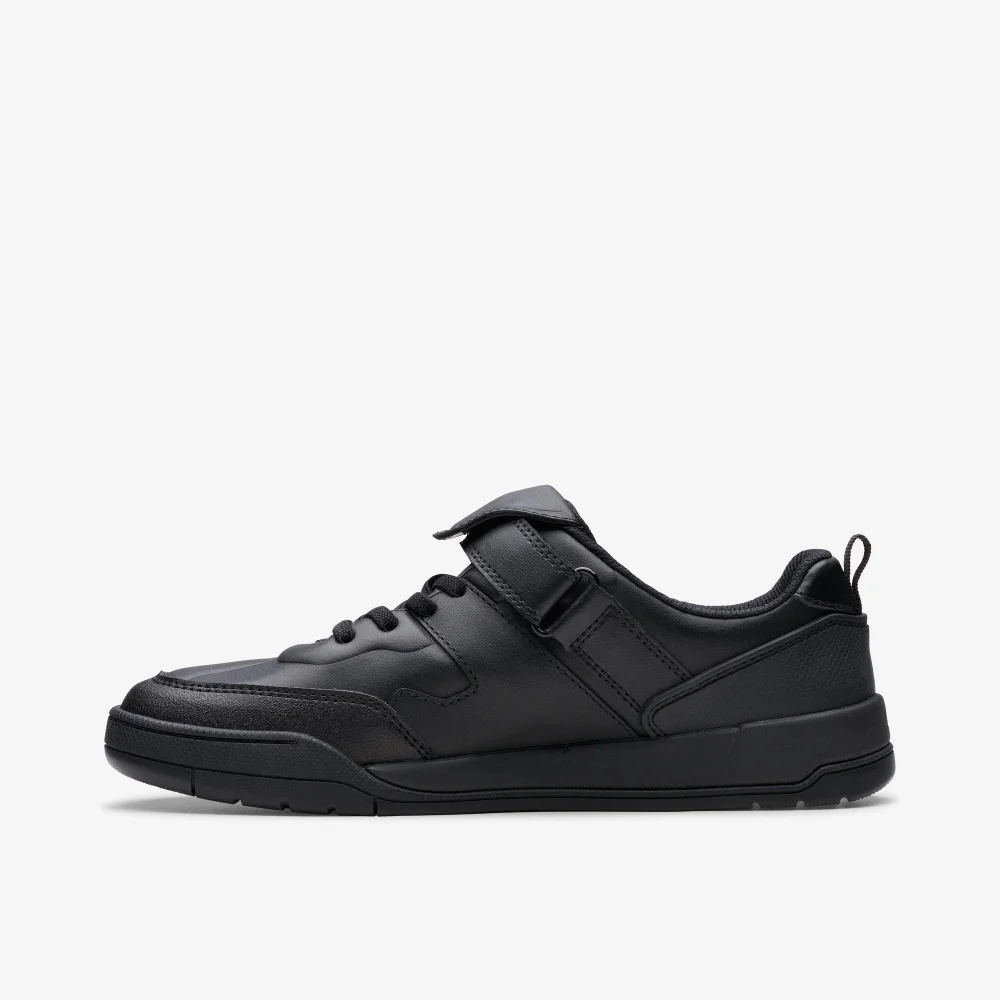 Clarks School Laser Track Youth Black Leather Wide - 5 Image 2