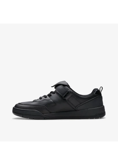 Clarks School Boys Black Laser Track Youth Leather Wide - 3.5 Image 2