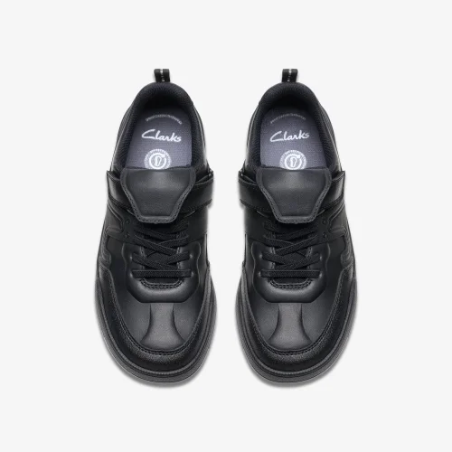 Clarks School Laser Track Youth Black Leather Wide - 5 Image 6