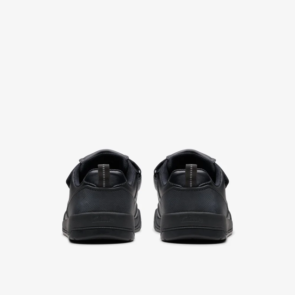 Clarks School Laser Track Youth Black Leather Wide - 5 Image 5