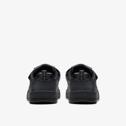 Clarks School Laser Track Youth Black Leather Wide - 5 Image 5