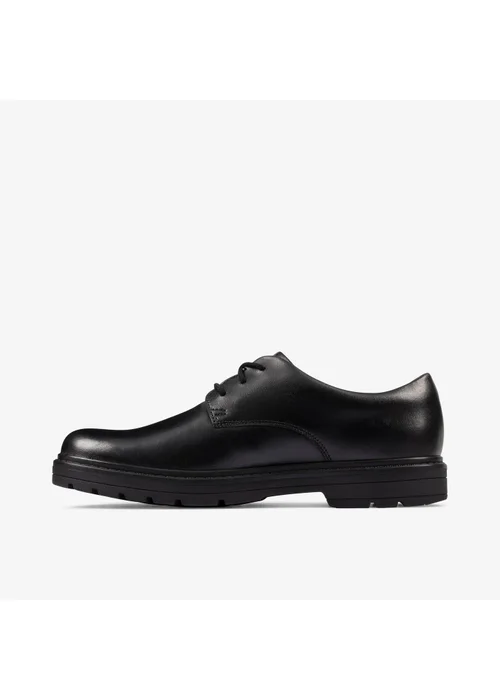 Clarks School Loxham Derby Youth Black Leather Wide - 3 Image 2
