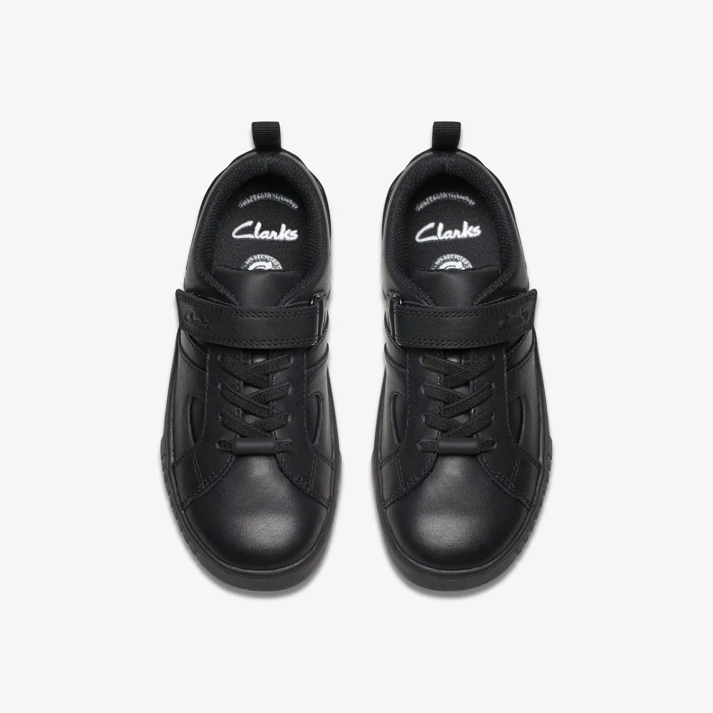 Clarks School Oslo Sky Kid Black Leather Standard - 10 Infants Image 6