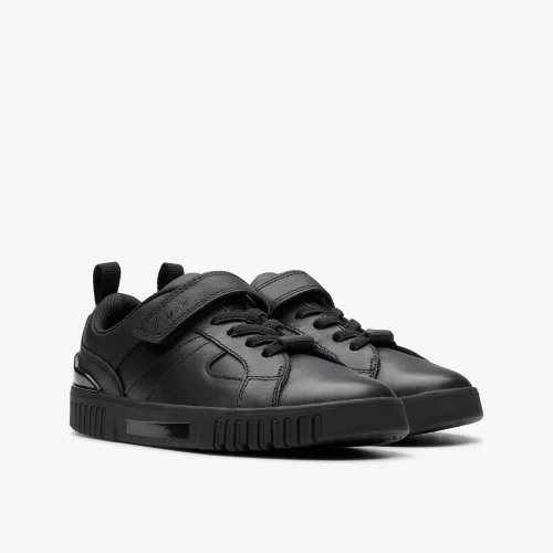Clarks School Oslo Sky Kid Black Leather Standard - 10 Infants Image 4
