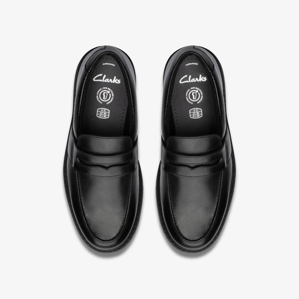 Clarks School Loxham Craft Youth Black Leather Wide - 4.5 Image 6