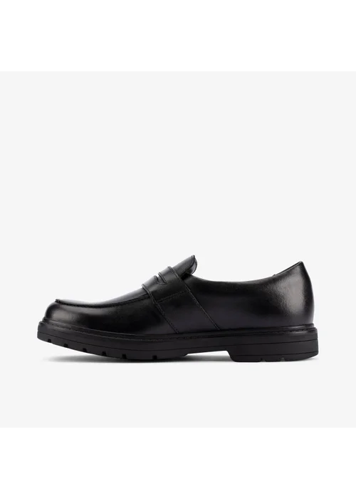 Clarks School Loxham Craft Youth Black Leather Wide - 4.5 Image 2