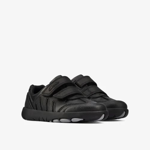 Clarks School Rex Stride Toddler Black Leather Narrow - 7 Infants Image 4