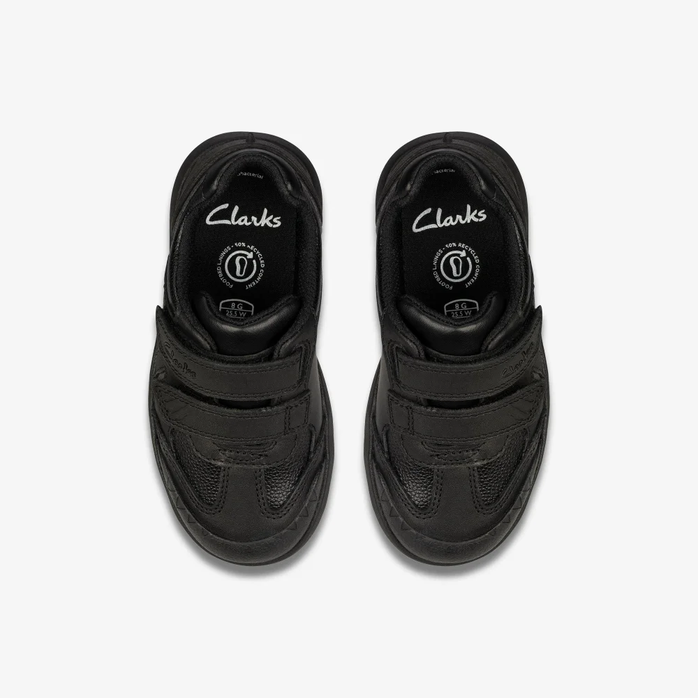 Clarks School Rex Stride Toddler Black Leather Narrow - 7 Infants Image 6