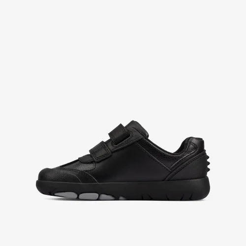 Clarks School Rex Stride Toddler Black Leather Wide - 7.5 Infants Image 2