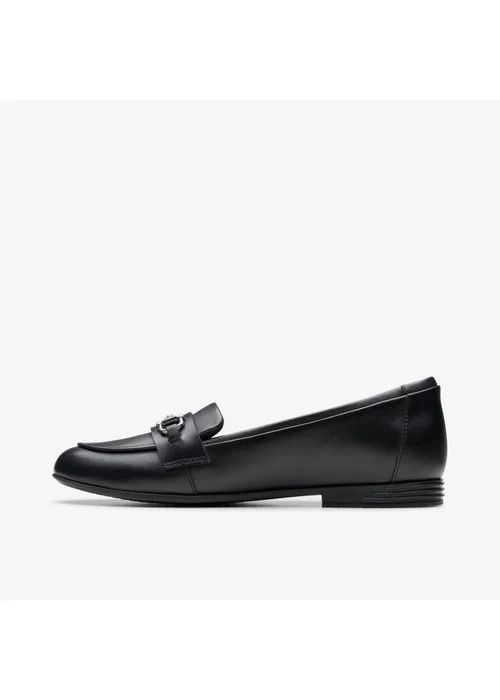 Clarks School Girls Black FinjaLoafer Y. Leather Standard - 3 Image 2