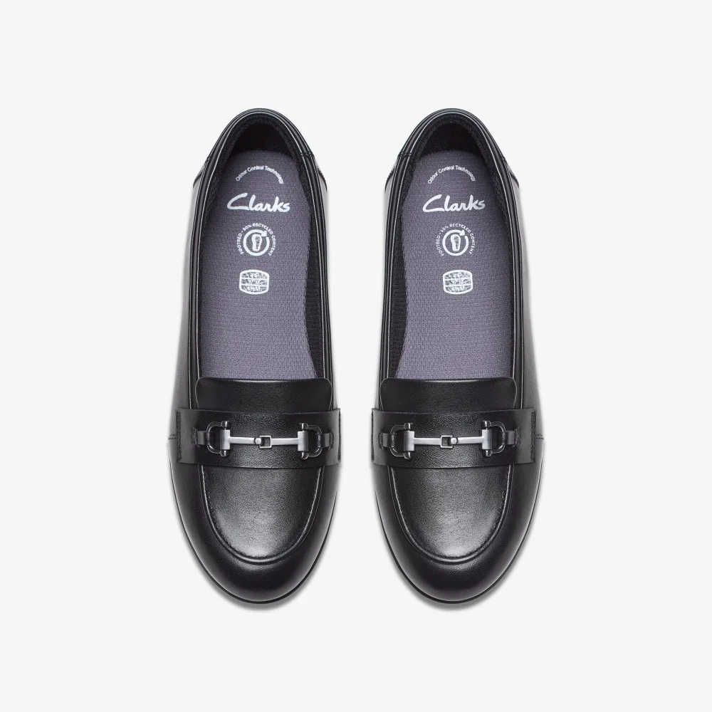Clarks School FinjaLoafer Y. Black Leather Wide - 5.5 Image 6