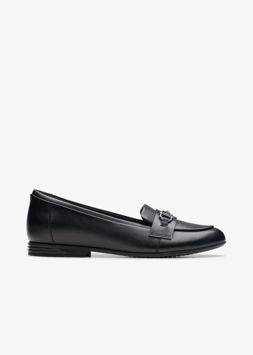 Clarks School FinjaLoafer Y. Black Leather Wide - 5.5 Image 1