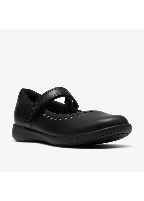 Clarks School EtchShimmer K. Black Leather Standard - 11 Infants Image 4
