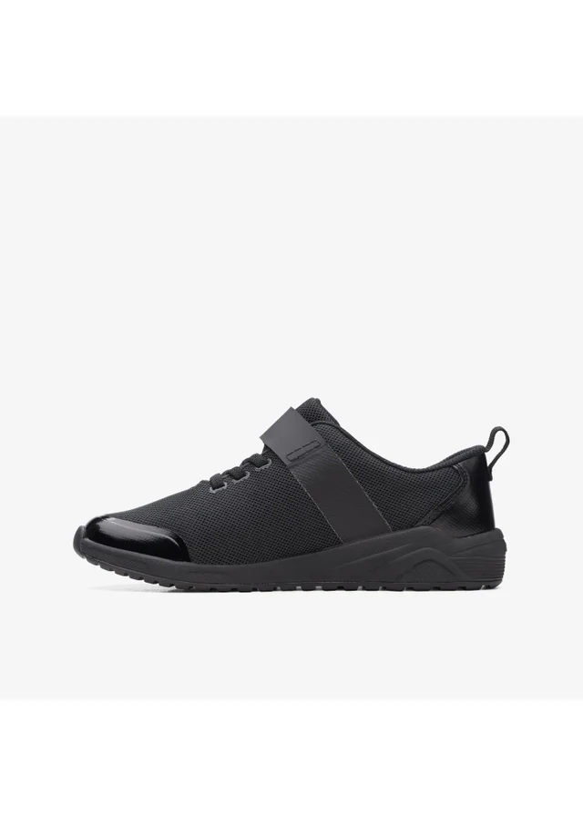 Clarks School Aeon Pace Older Black Textile Wide