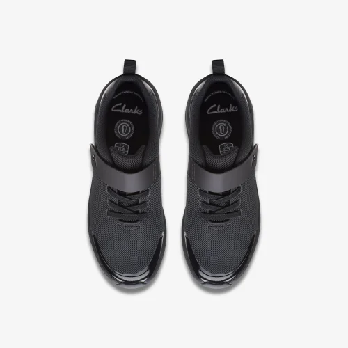 Clarks School Aeon Pace Older Black Textile Wide - 1 Image 5