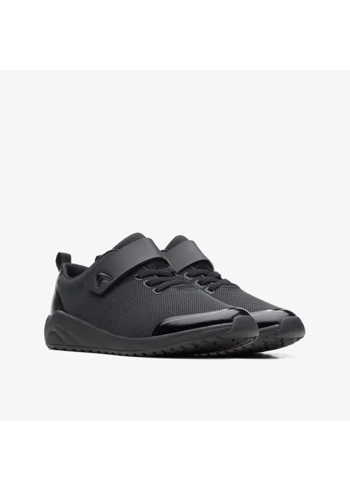 Clarks School Aeon Pace Older Black Textile Wide - 1 Image 4