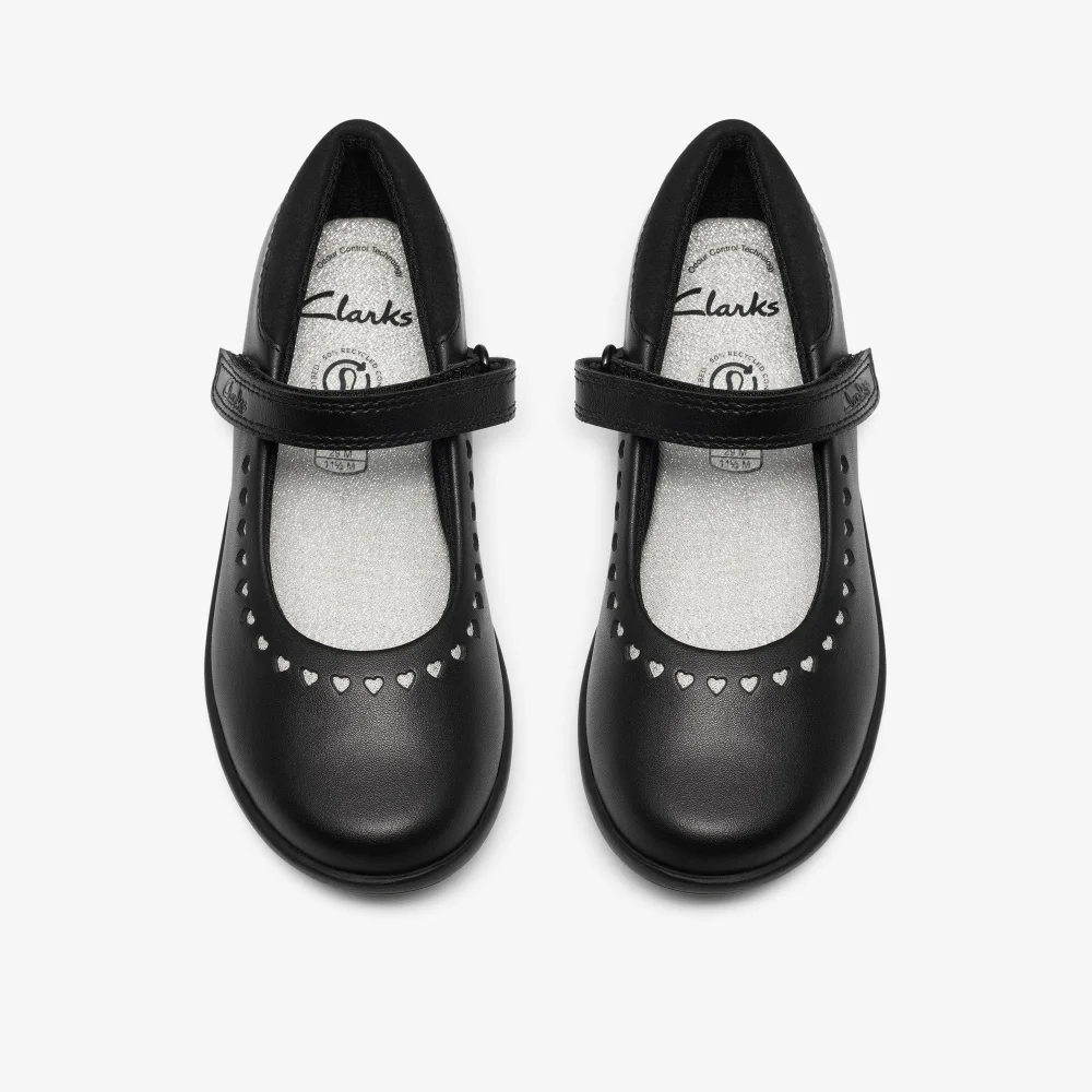 Clarks School EtchShimmer K. Black Leather Wide - 10.5 Infants Image 6