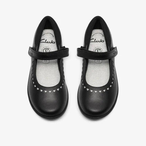Clarks School EtchShimmer K. Black Leather Wide - 10.5 Infants Image 6
