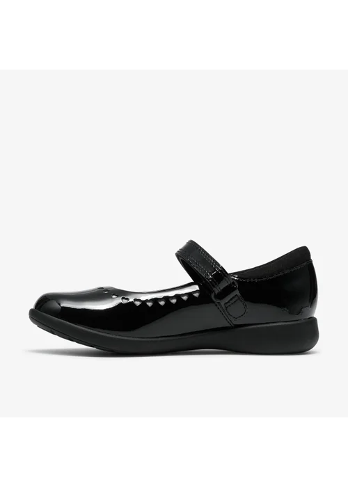 Clarks School EtchShimmer K. Black Leather Wide - 10 Infants Image 2