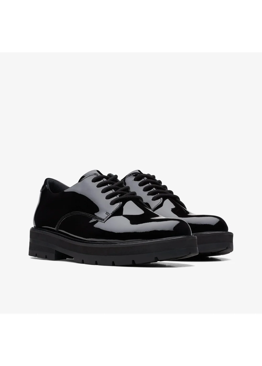 Clarks School Girls Black Prague Lace Youth Patent Wide - 3.5 Image 5