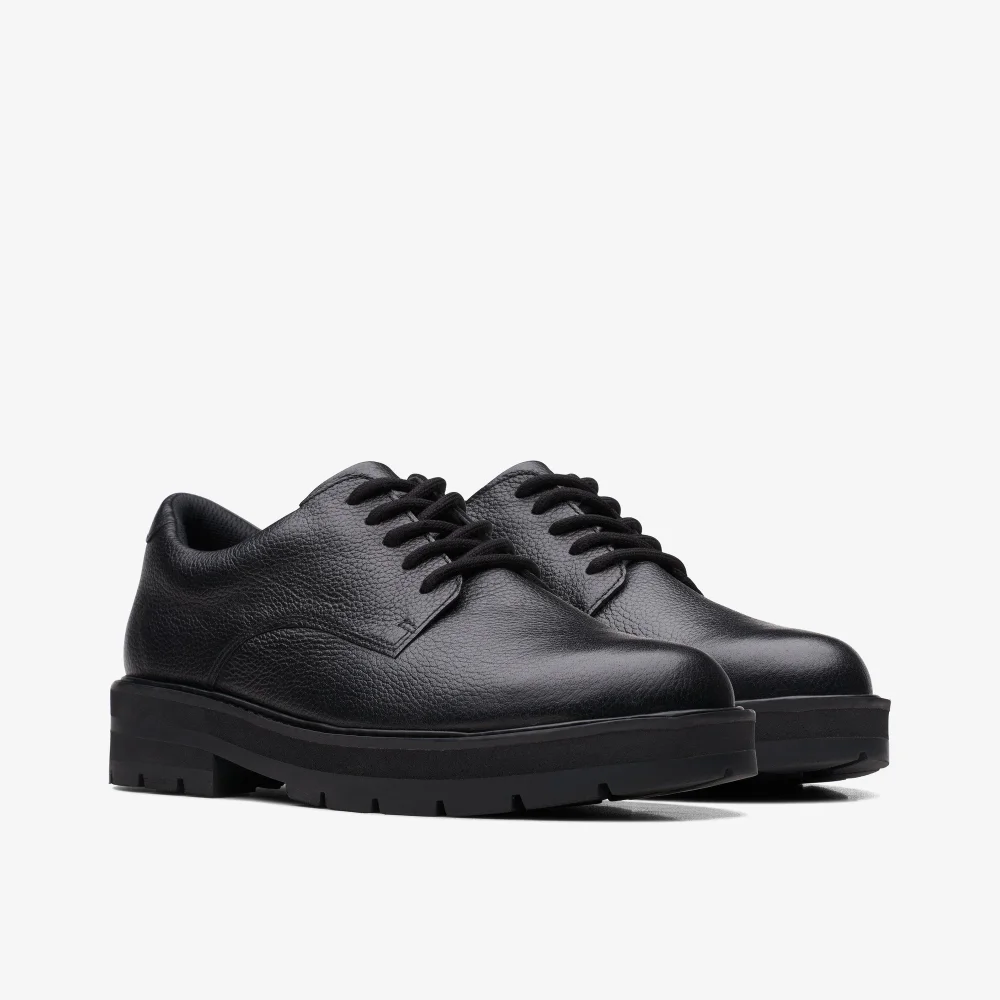 Clarks School Prague Lace Youth Black Leather Standard - 5 Image 4