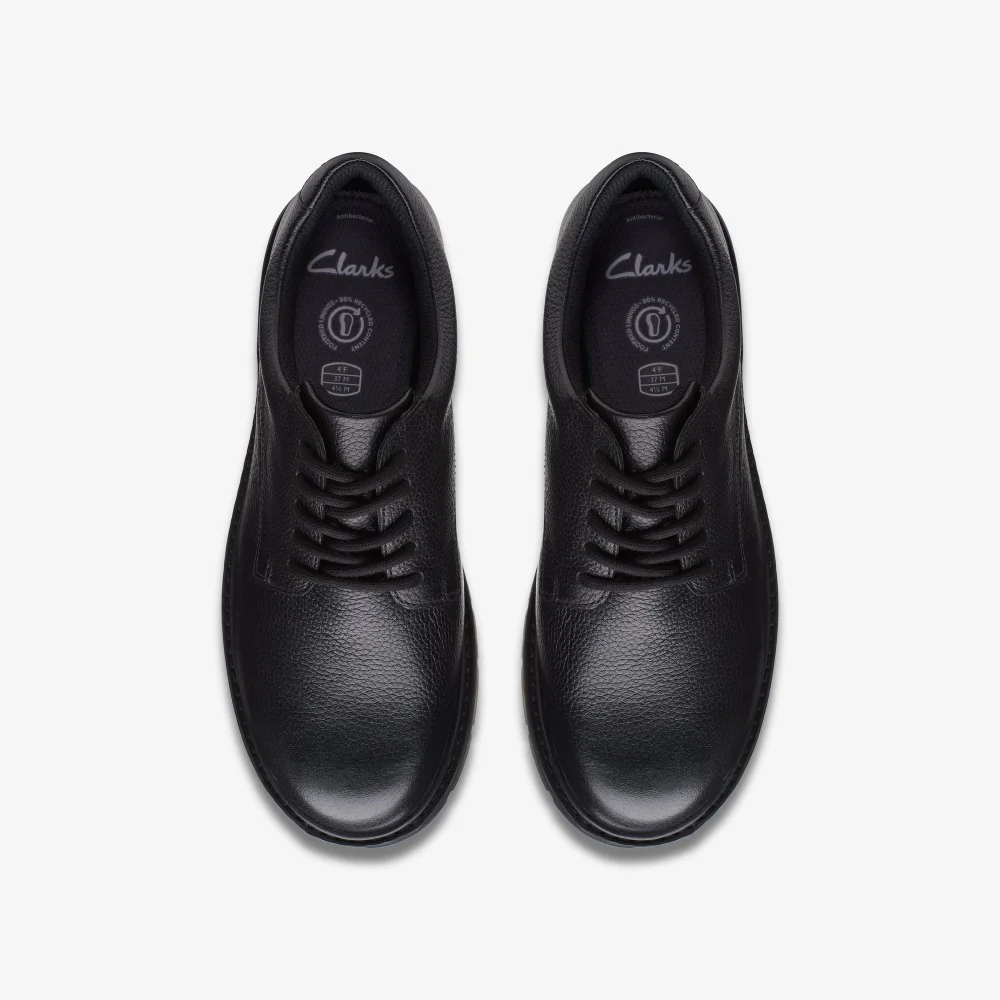 Clarks School Prague Lace Youth Black Leather Wide - 3 Image 6