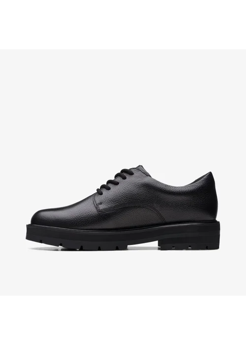 Clarks School Prague Lace Youth Black Leather Wide - 3 Image 2