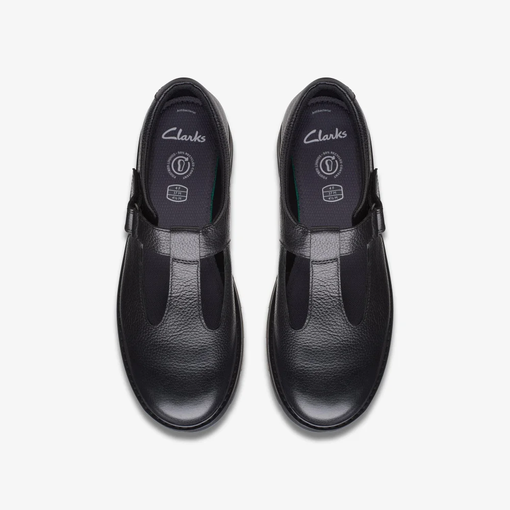 Clarks School Prague Brill Youth Black Leather Standard - 4.5 Image 6
