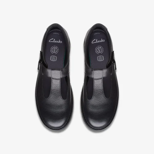 Clarks School Prague Brill Youth Black Leather Wide - 3 Image 6