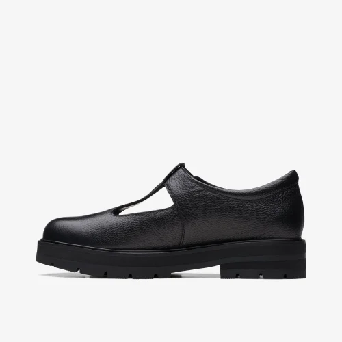 Clarks School Prague Brill Youth Black Leather Wide - 3 Image 2