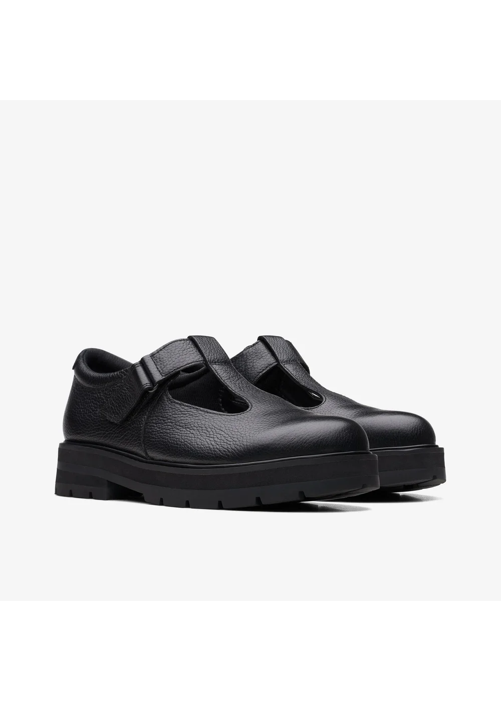Clarks School Girls Black Prague Brill Youth Leather Wide - 5.5 Image 4