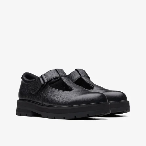 Clarks School Prague Brill Youth Black Leather Wide - 3 Image 4