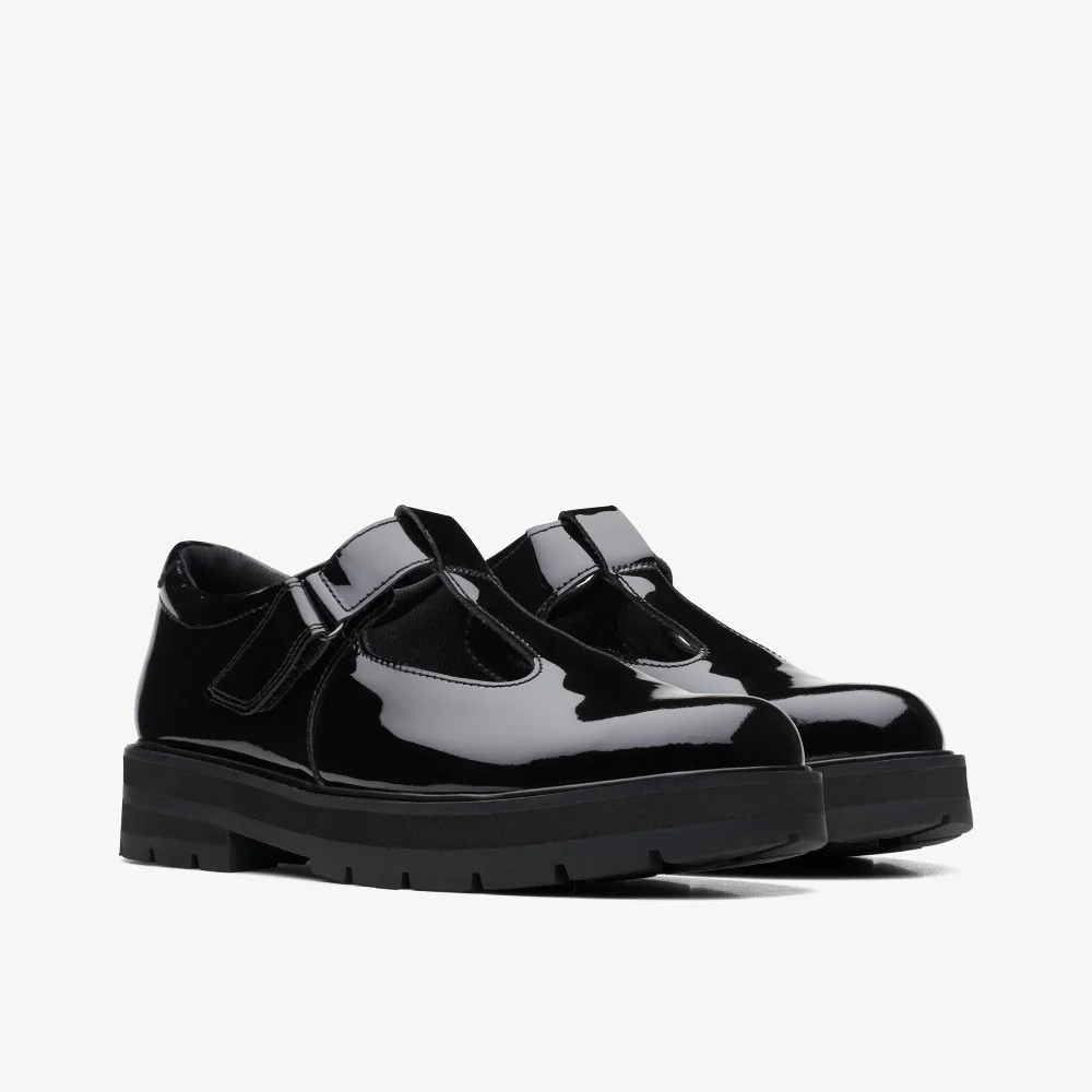 Clarks School Prague Brill Youth Black Patent Standard - 5.5 Image 4