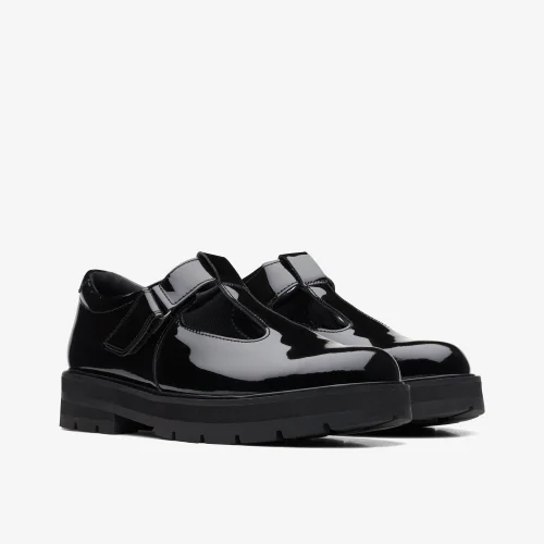 Clarks School Prague Brill Youth Black Patent Standard - 5.5 Image 4