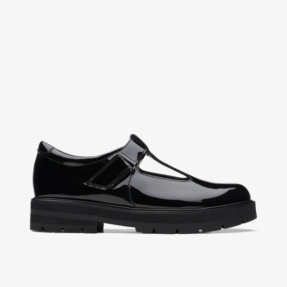 Clarks School Prague Brill Youth Black Patent Standard - 5.5 Image 1