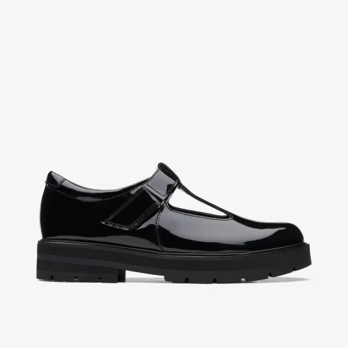 Clarks School Prague Brill Youth Black Patent Standard - 5.5 Image 1