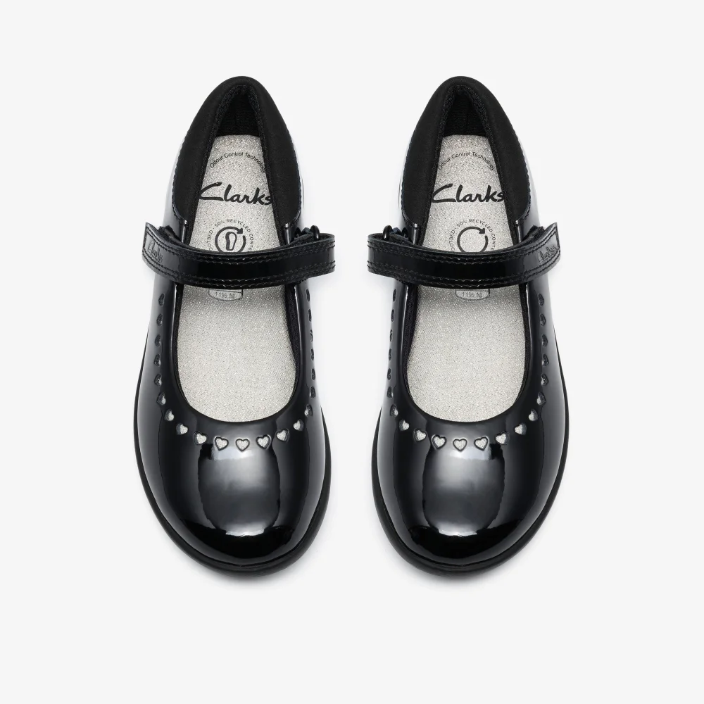 Clarks School EtchShimmer K. Black Leather Standard - 12 Infants Image 6