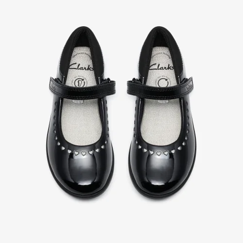 Clarks School EtchShimmer K. Black Leather Standard - 12 Infants Image 6