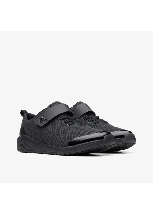 Clarks School Boys Black Aeon Pace Youth Textile Wide - 7.5 Image 4